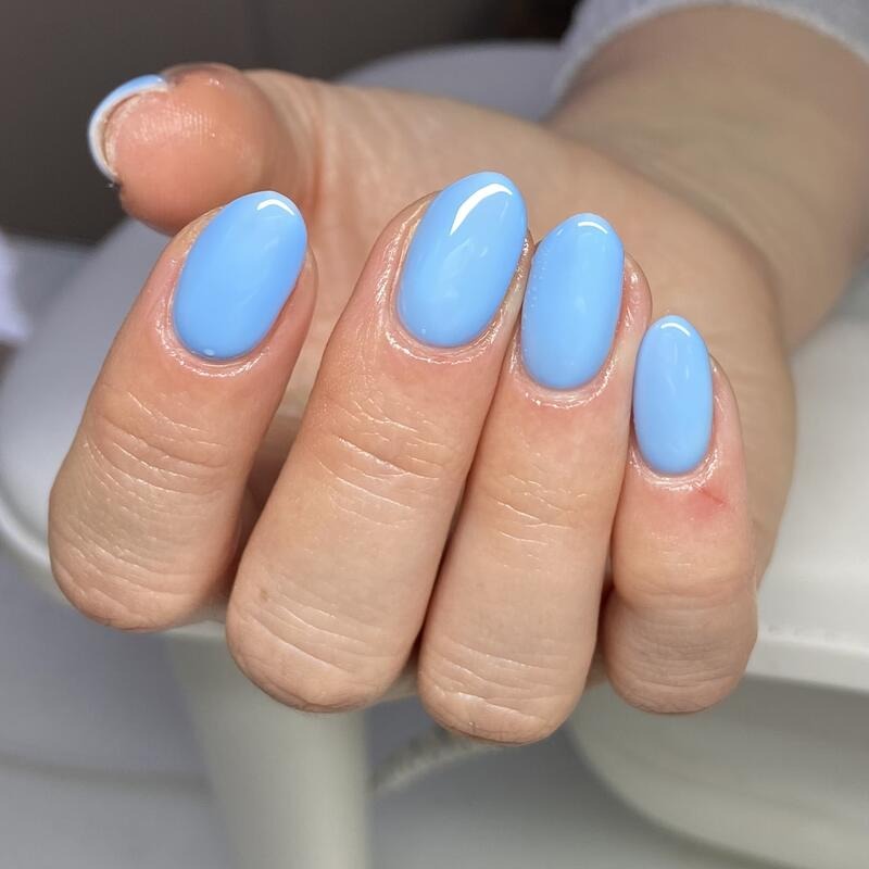 Baby blue gel manicure
